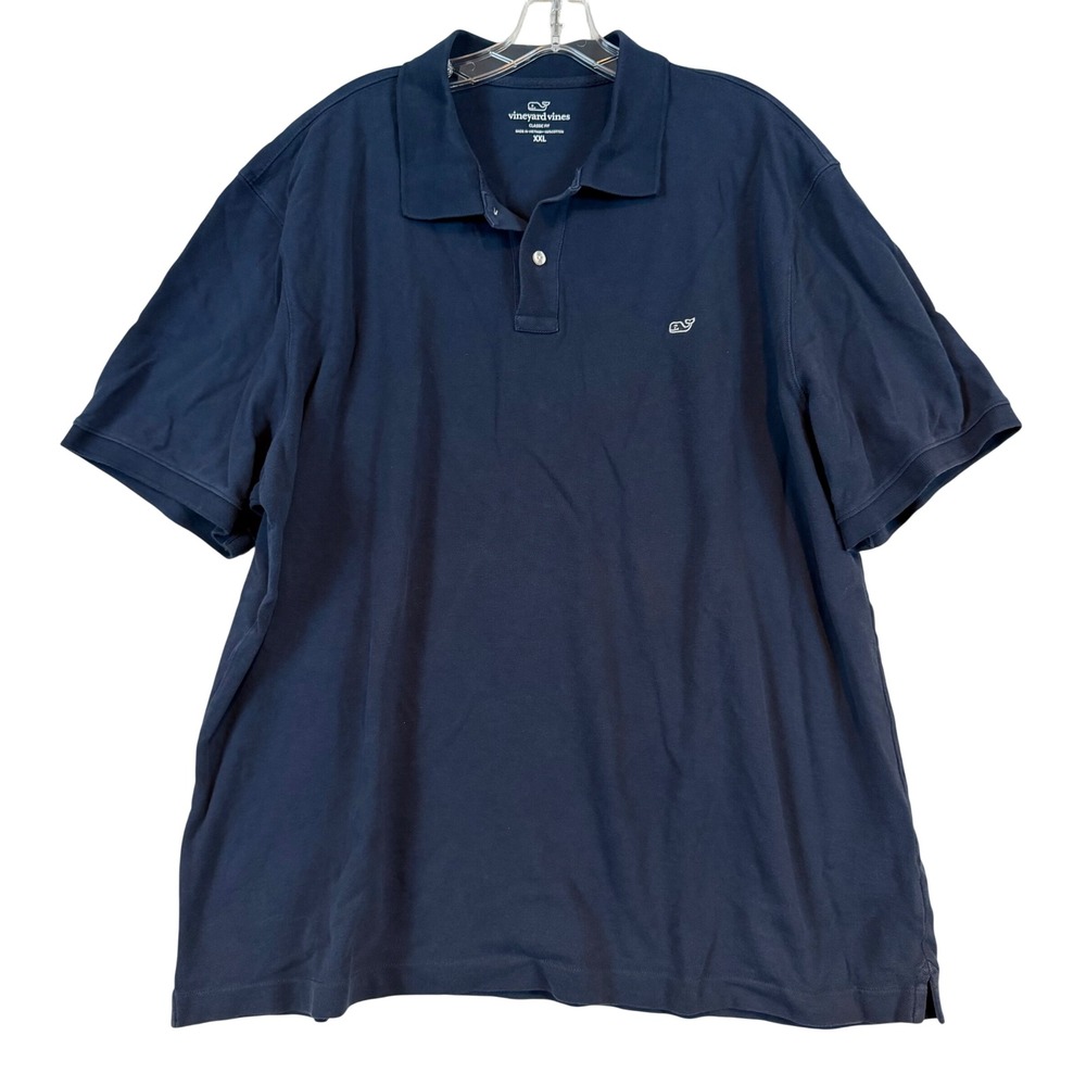 Vineyard Vines Mens XXL Classic Fit Navy Blue Pique Short Sleeve Polo Preppy